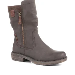 Ruched Calf Boots - Brown
