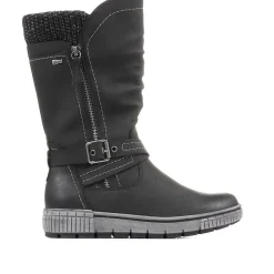 Ruched Wedge Boots - Black