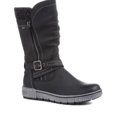 Ruched Wedge Boots - Black