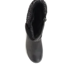Ruched Wedge Boots - Black
