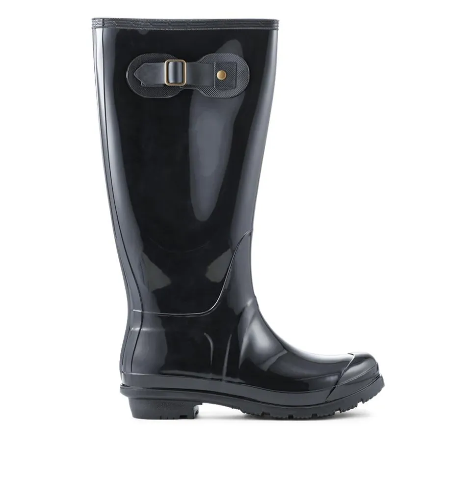 Rugged Comfy Welly Boots - Black