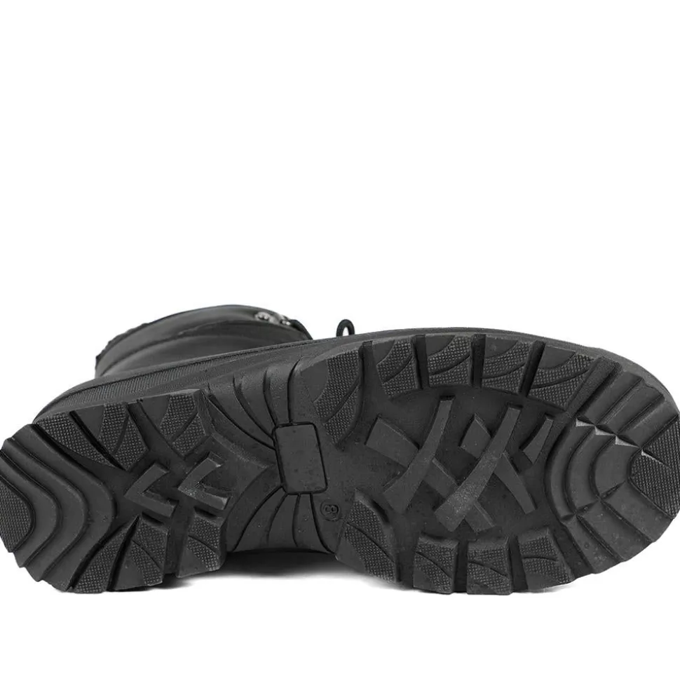 Rugged Warm Lined Lace Up Weather Boots - Black