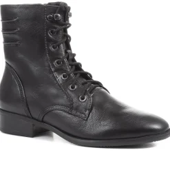 Sabina-03 Leather Ankle Boots - Black