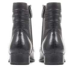 Sabina-03 Leather Ankle Boots - Black