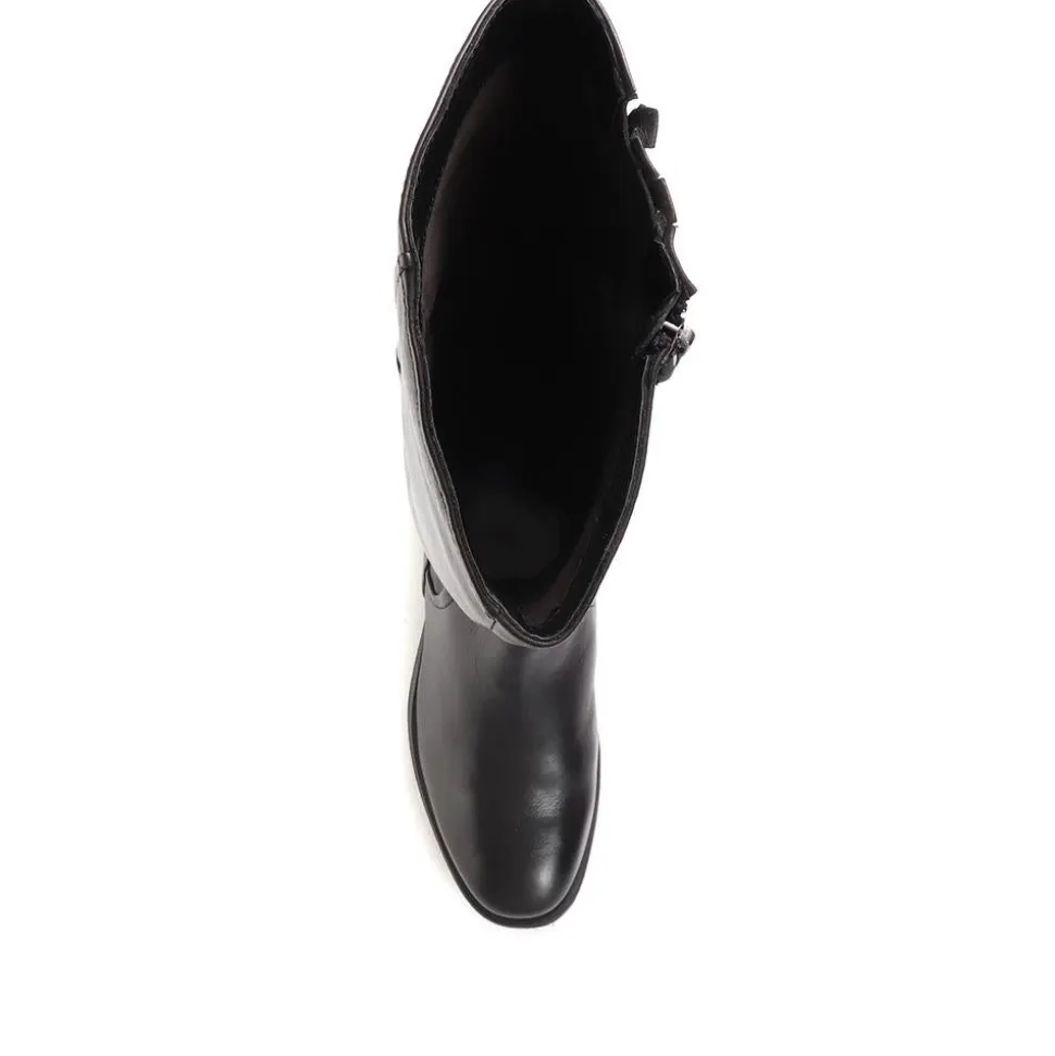 Sabina-01 Leather Knee High Boots - Black