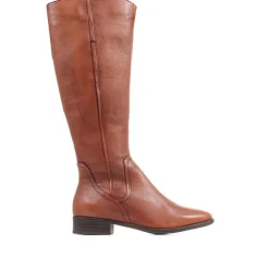 Sabina-01 Leather Knee High Boots - Tan