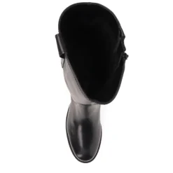 Sadberge Leather Block-Heeled Long Boots - Black