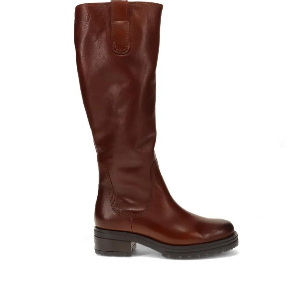 Sadberge Leather Block-Heeled Long Boots - Cognac