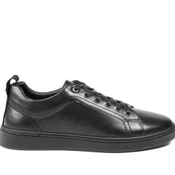 Salvador Leather Lace Up Trainers - Black Leather