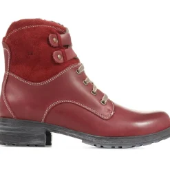 Sandra Leather Ankle Boots - Burgundy