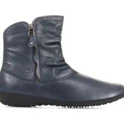 Sanja Leather Boots - Navy