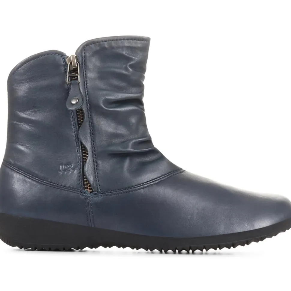 Sanja Leather Boots - Navy