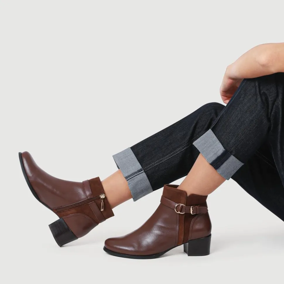 Sarina Heeled Ankle Boots - Brown