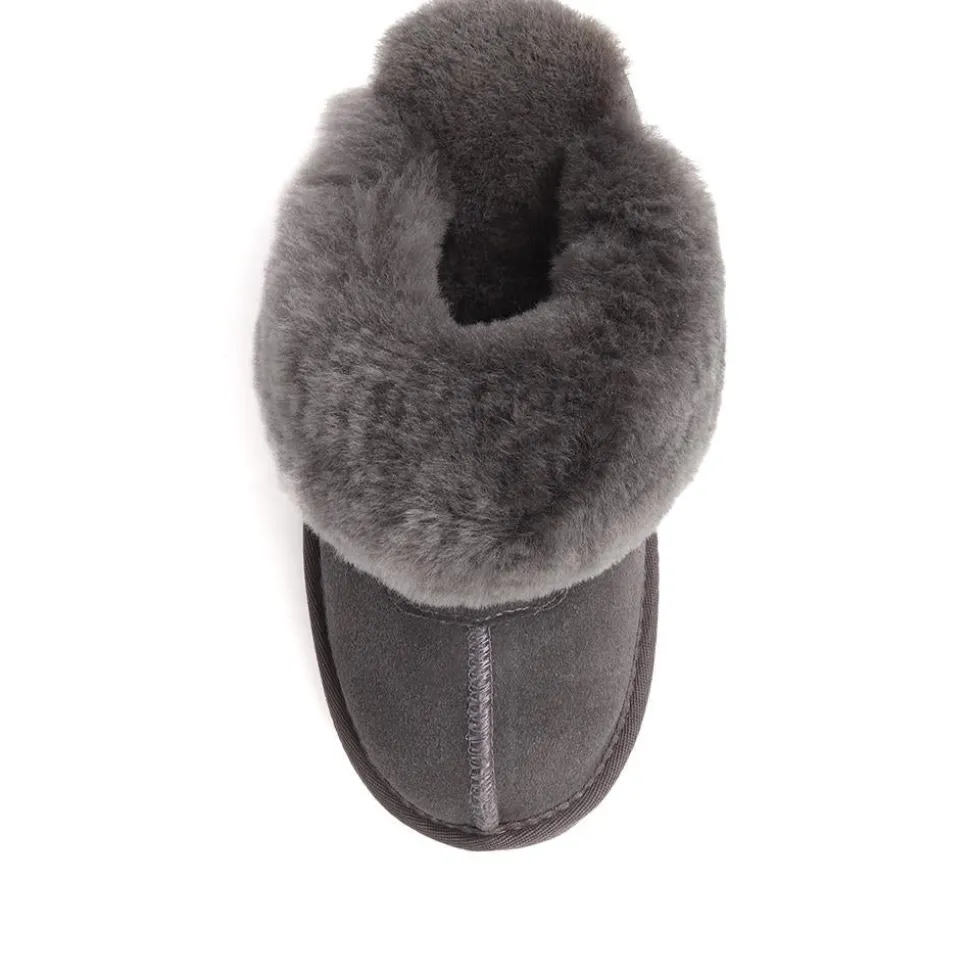 Sheepskin Lined Slippers - Grey