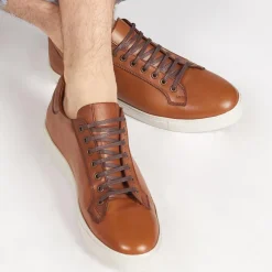 Simon Leather Men's Trainers - Tan