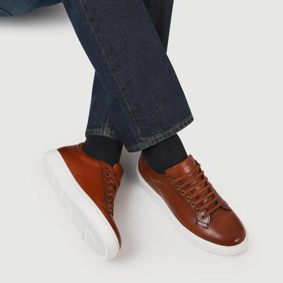 Simon Leather Men's Trainers - Tan