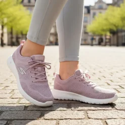 Skechers Air Cooled Lace Up Trainers - Mauve
