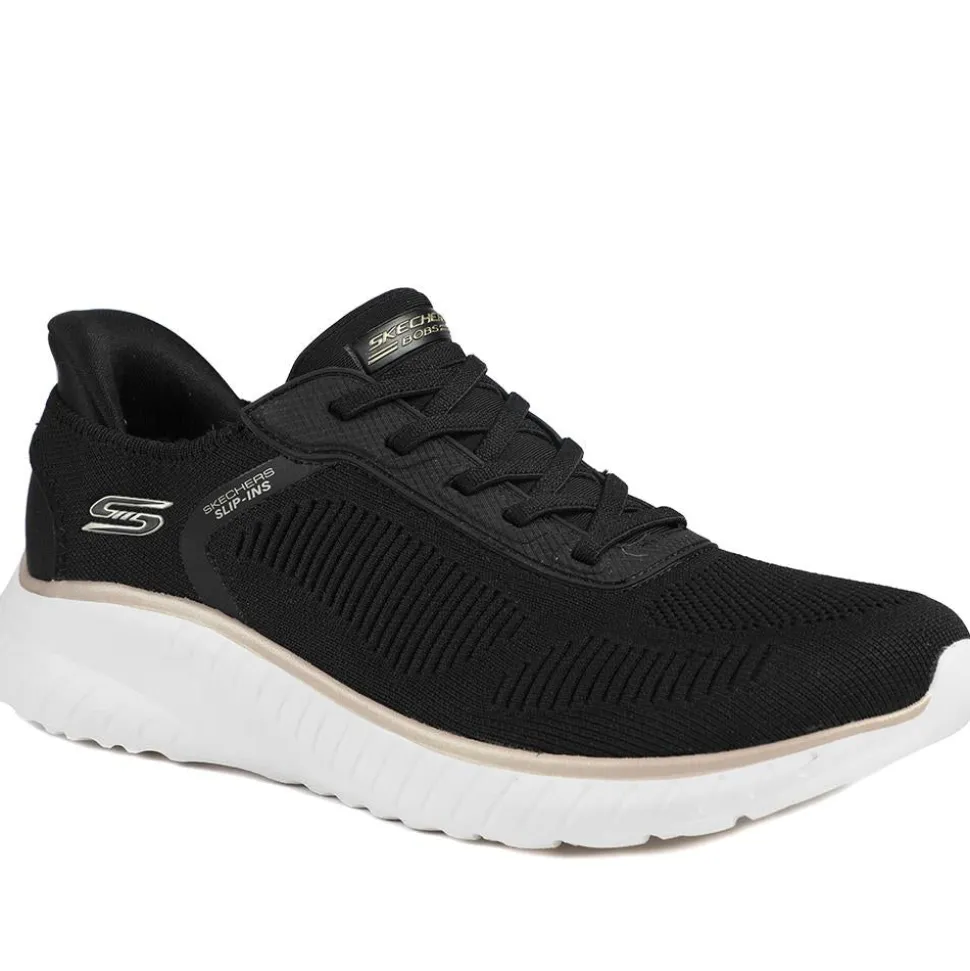 Skechers BOBS Squad Chaos Current-Muse Trainers - Black-Rose Gold