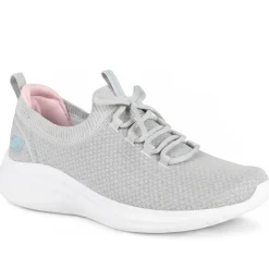 Skechers Breathable Lace Up Trainers - Light Grey