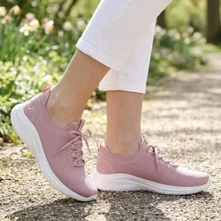 Skechers Breathable Lace Up Trainers - Mauve