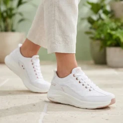 Skechers Contour Foam Trainers - White-Rose Gold