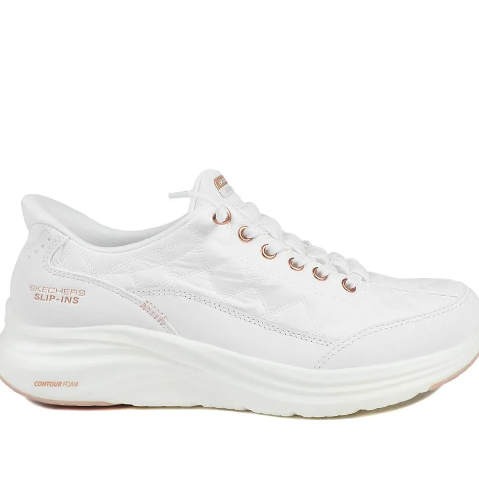 Skechers Contour Foam Trainers - White-Rose Gold