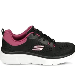 Skechers Cushioned Lace Up Trainers - Black-Pink