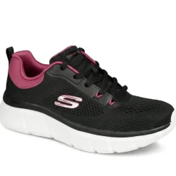Skechers Cushioned Lace Up Trainers - Black-Pink