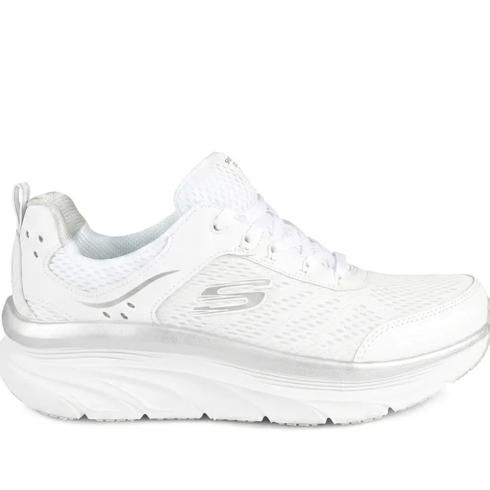 Skechers D'Lux Walker-Infinite Motion Trainers - White-Silver