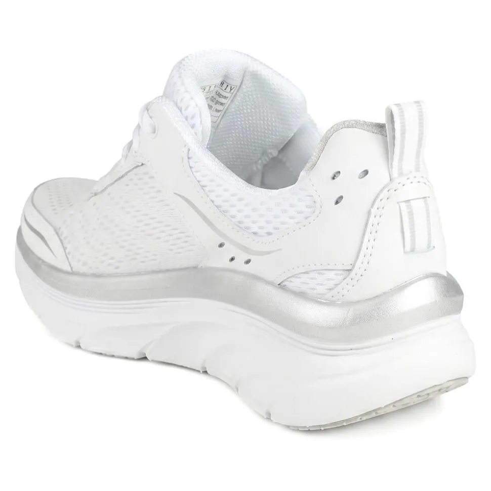Skechers D'Lux Walker-Infinite Motion Trainers - White-Silver