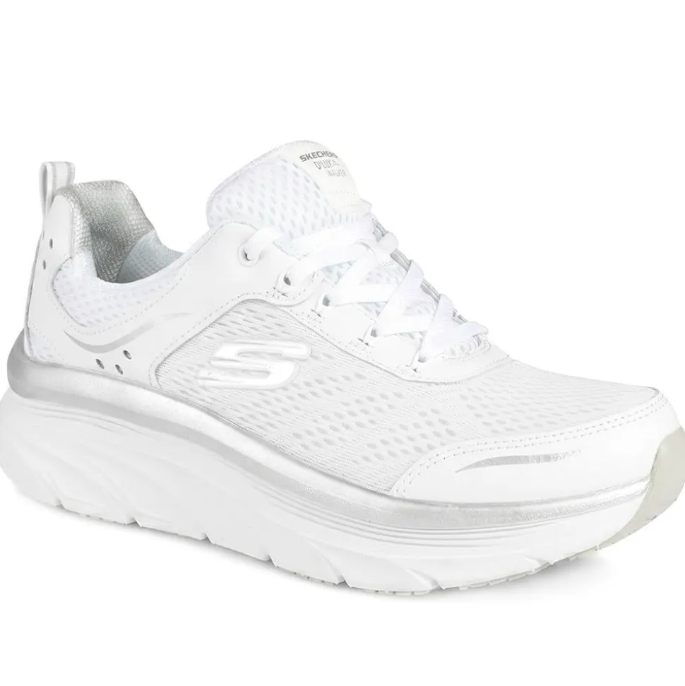 Skechers D'Lux Walker-Infinite Motion Trainers - White-Silver