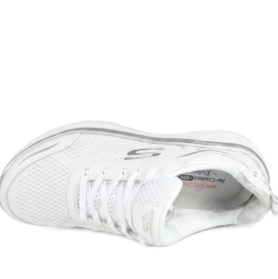 Skechers D'Lux Walker-Infinite Motion Trainers - White-Silver
