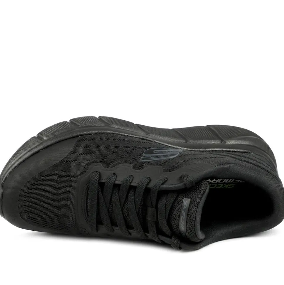 Skechers Flex Flow Arlen Lace Up Trainers - Black-Black