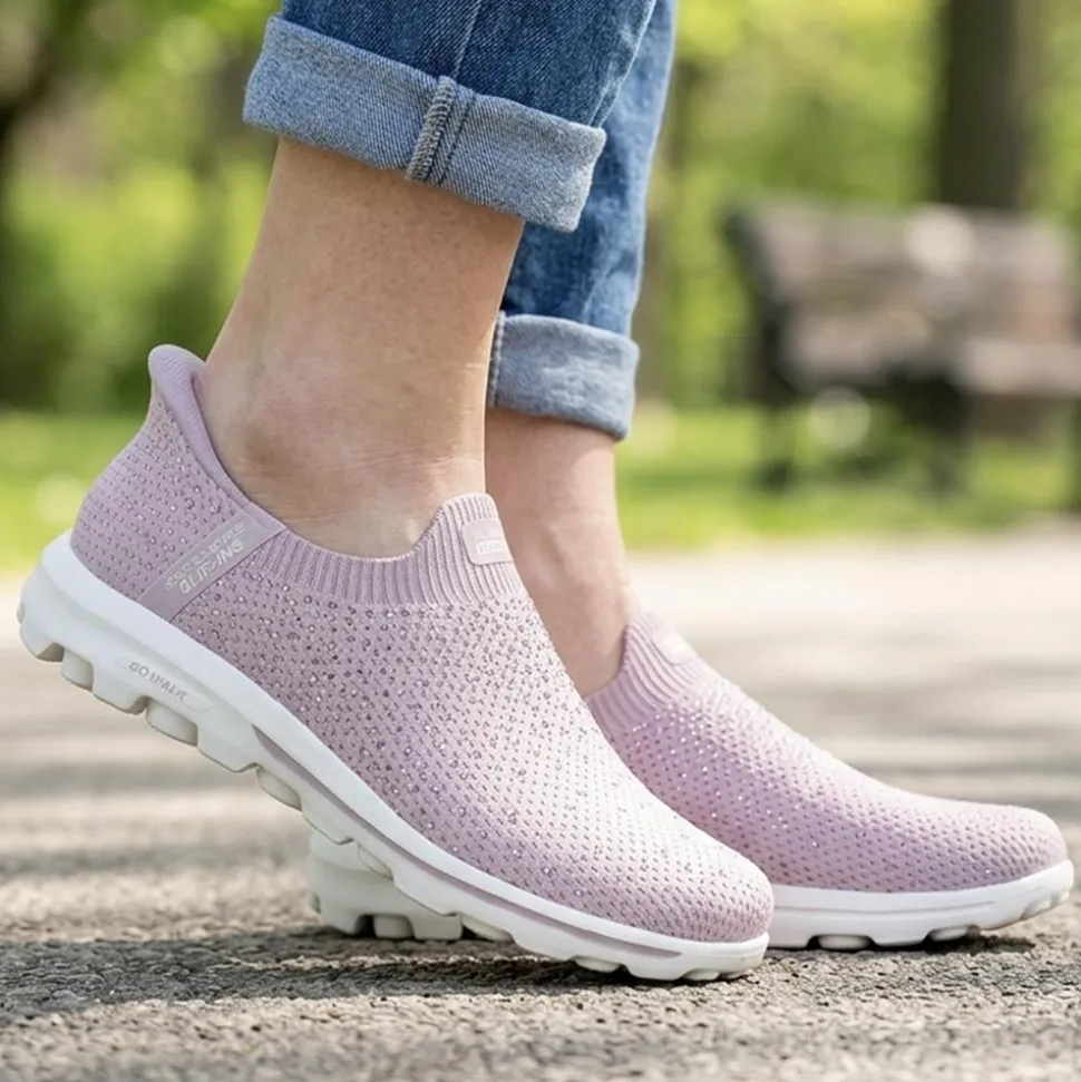 Skechers Go Walk Travel - Amara Slip On Trainers - Mauve