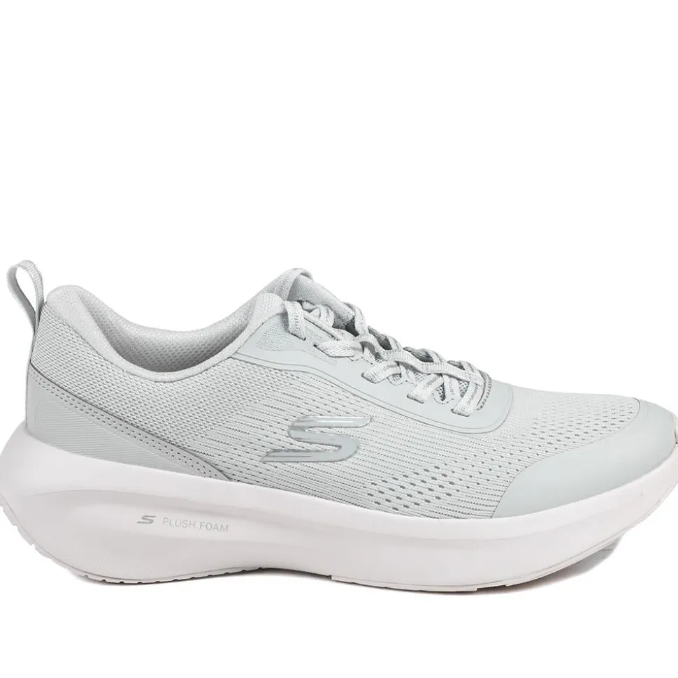Skechers Lace Up Plush Foam® Trainers - Grey-Pink