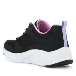 Skechers Memory Foam Lace Up Trainers - Black-Purple