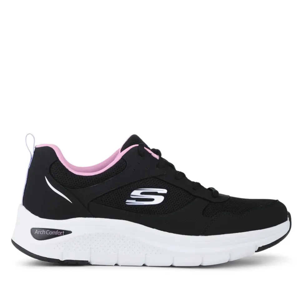 Skechers Memory Foam Lace Up Trainers - Black-Purple