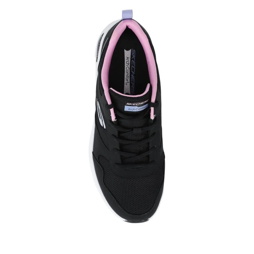 Skechers Memory Foam Lace Up Trainers - Black-Purple