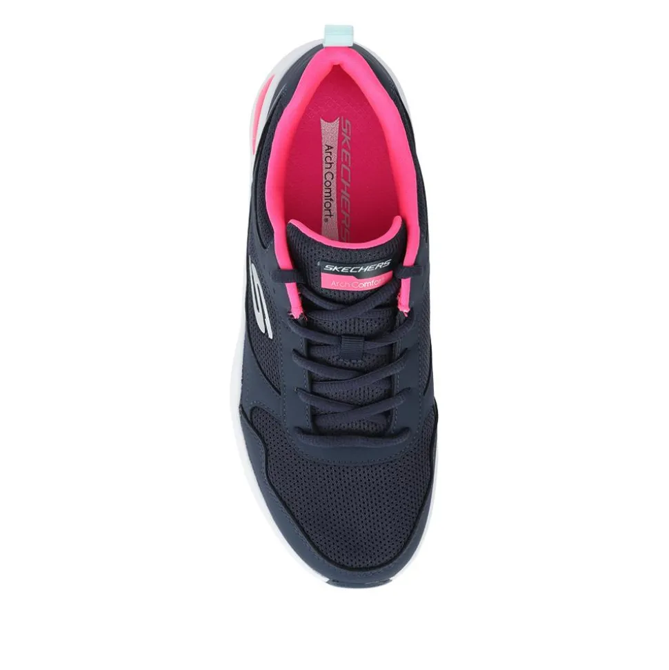 Skechers Memory Foam Lace Up Trainers - Navy-Pink
