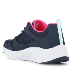 Skechers Memory Foam Lace Up Trainers - Navy-Pink