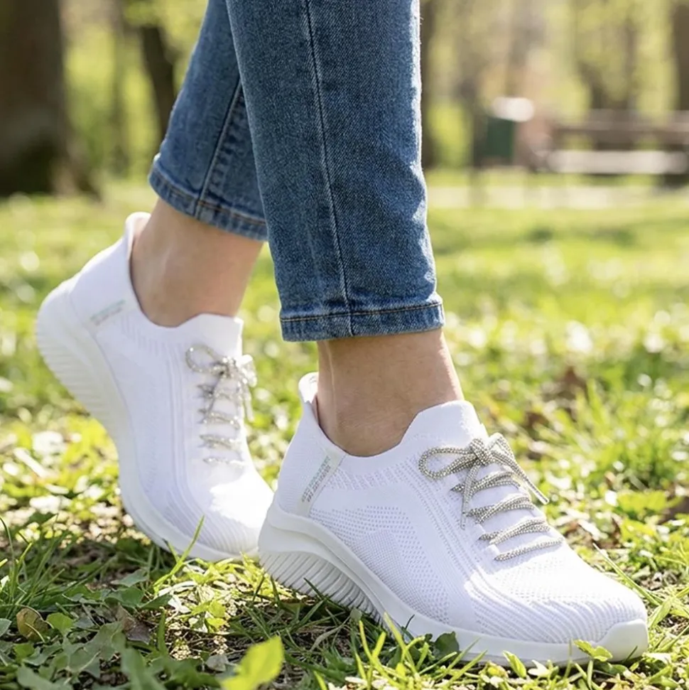 Skechers Slip-ins: Lace Up Trainers - White