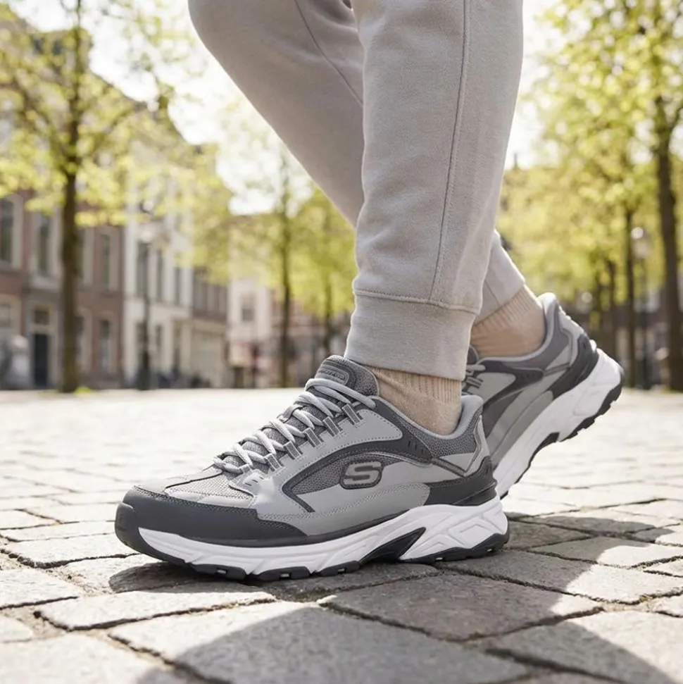 Skechers Slip-ins: Wide Fit Leather Trainers - Grey