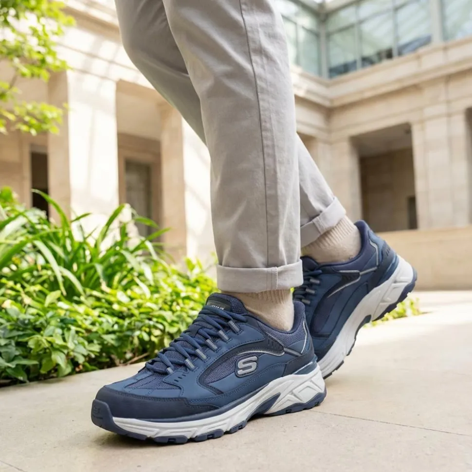 Skechers Slip-ins: Wide Fit Leather Trainers - Navy