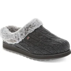 Skechers Wide Fit Bobs Ice Angel Mule Slippers - Charcoal