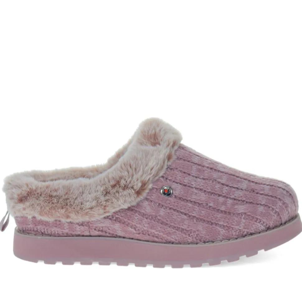Skechers Wide Fit Bobs Ice Angel Mule Slippers - Mauve