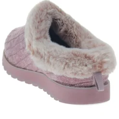 Skechers Wide Fit Bobs Ice Angel Mule Slippers - Mauve