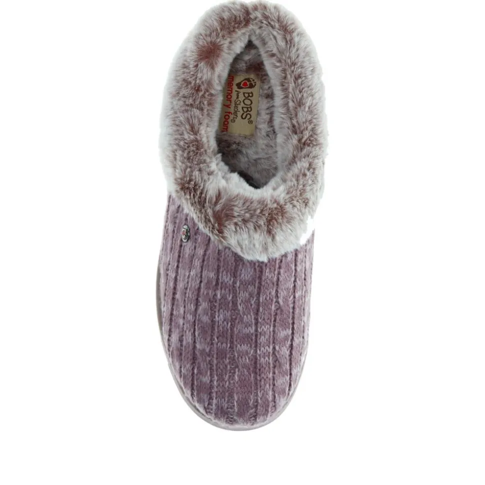 Skechers Wide Fit Bobs Ice Angel Mule Slippers - Mauve