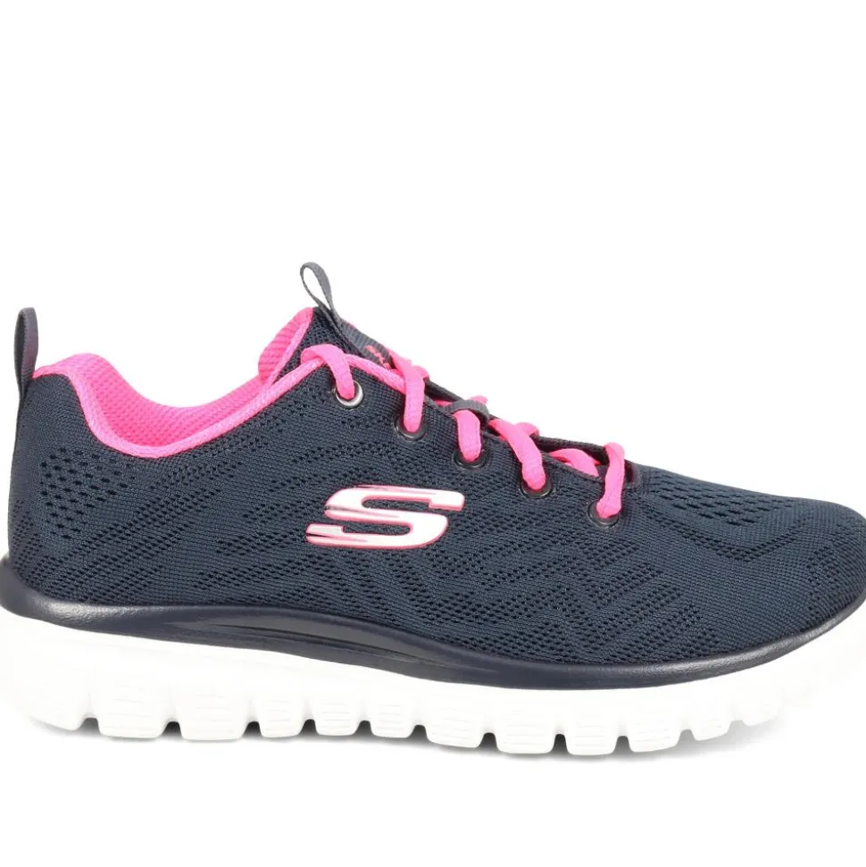 Skechers Wide Fit Graceful Get Connected Trainers - Navy Multi