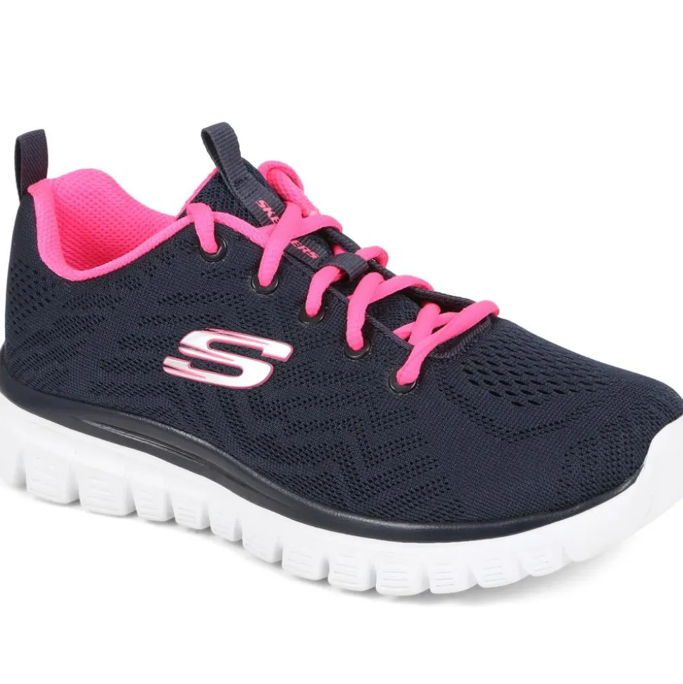 Skechers Wide Fit Graceful Get Connected Trainers - Navy Multi