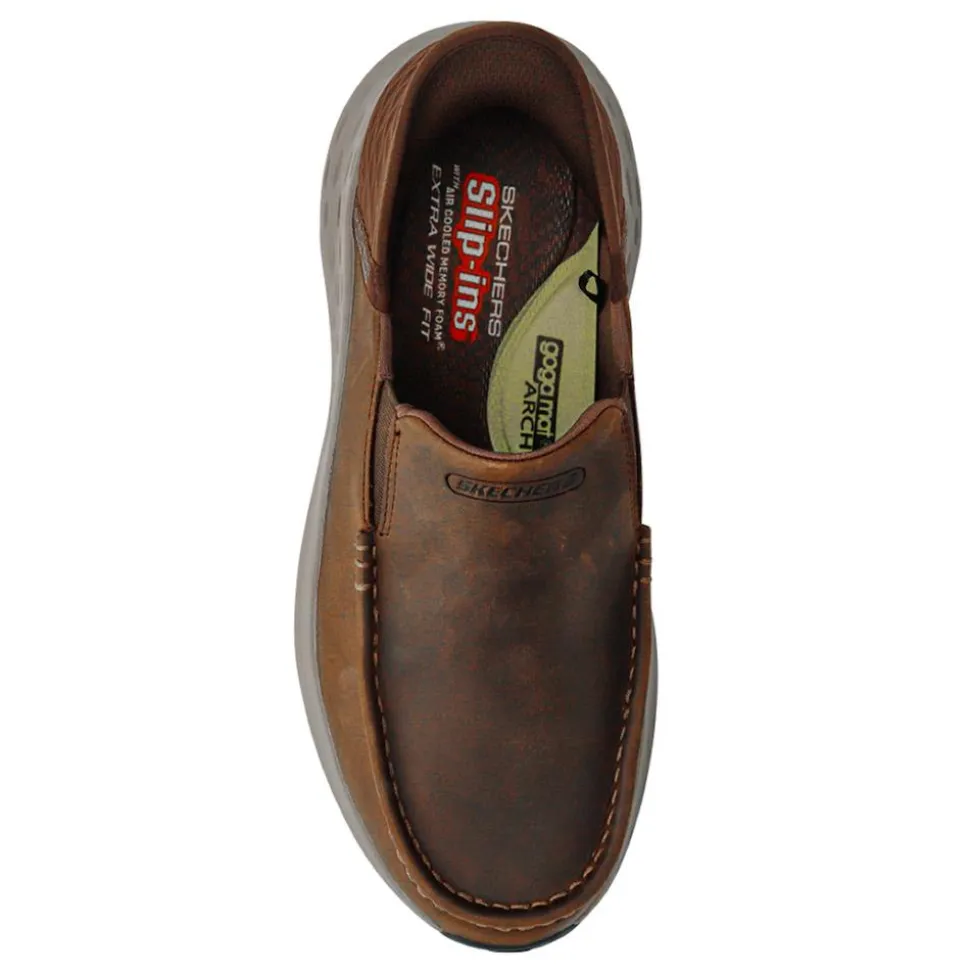 Skechers Wide Fit Slip-ins Relaxed Fit Trainers - Chocolate